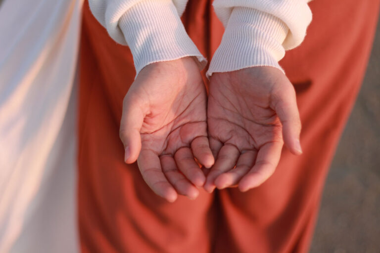 closeup of healing hands