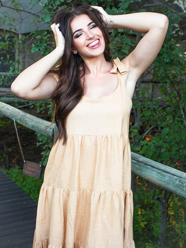 African Monarch Lodges Daisy Dress Caramel