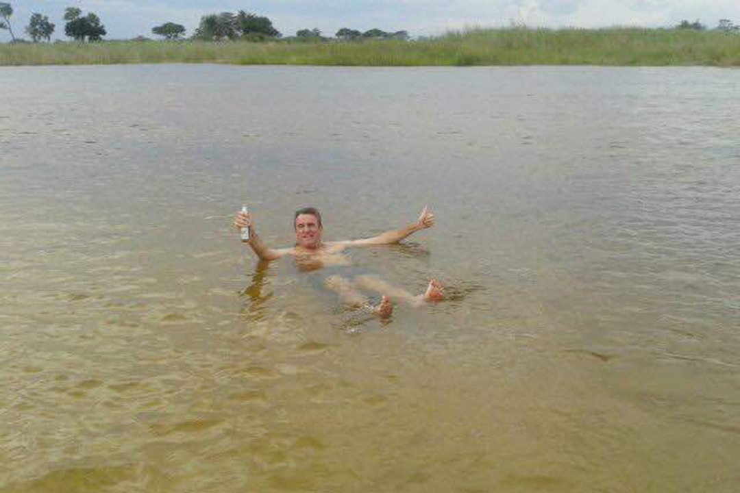 Dusty Relaxing After Constructing Nambwa Tented Lodge